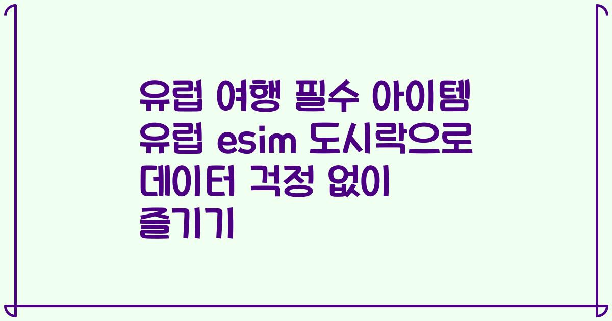 유럽 여행 필수 아이템 유럽 esim 도시락으로 데이터 걱정 없이 즐기기
